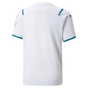 PUMA MCFC Away Shirt Jr w/Sponsor Logo Puma White-Ocean Depths 759213-02