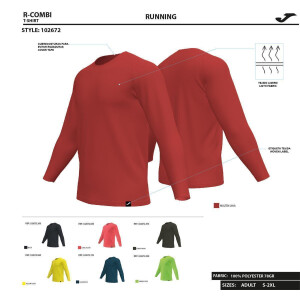 JOMA R-COMBI LONG SLEEVE T-SHIRT FLUOR CORAL 102672.040